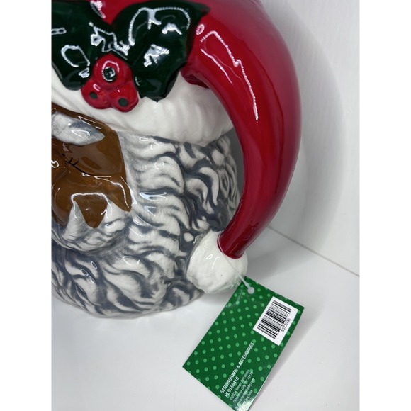 Black African American Santa Winking Giant Mug Vase Utensil Holder 7in Bistro - Picture 5 of 9